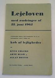 Billede af bogen Lejeloven med ændringer af 22. juni 1962