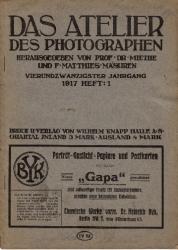 Billede af bogen Das Atelier des Photographen 1917 mit Photographische Chronik