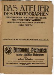 Billede af bogen Das Atelier des Photographen 1920 mit Photographische Chronik
