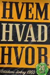 Billede af bogen HVEM HVAD HVOR 1953 – Politikens årbog