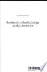 Billede af bogen samfundsvidenskabelige analysemetoder